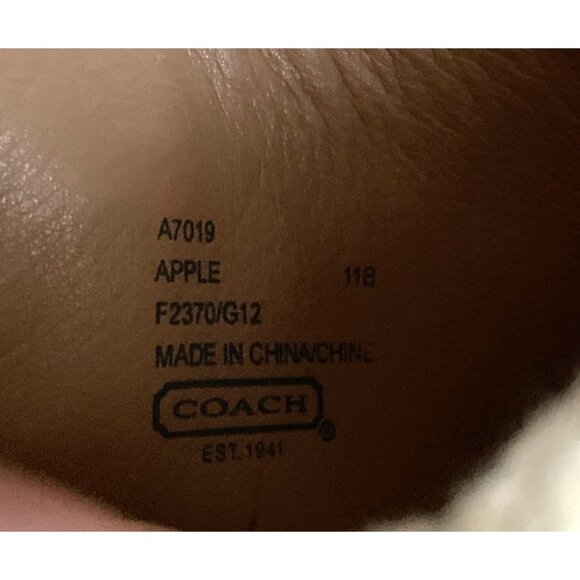 Coach Apple Boot A7019 Tan Leather Shearling Cuff Platform Heel Sz 11 w/FLAW - Picture 12 of 14